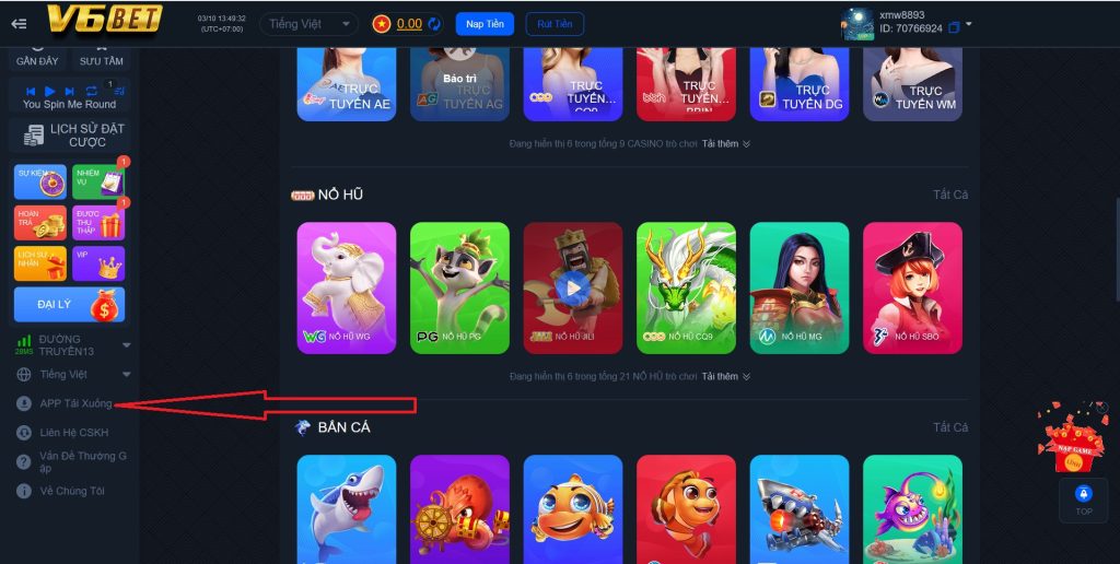 Tải App V6BET trên thiết bị Android